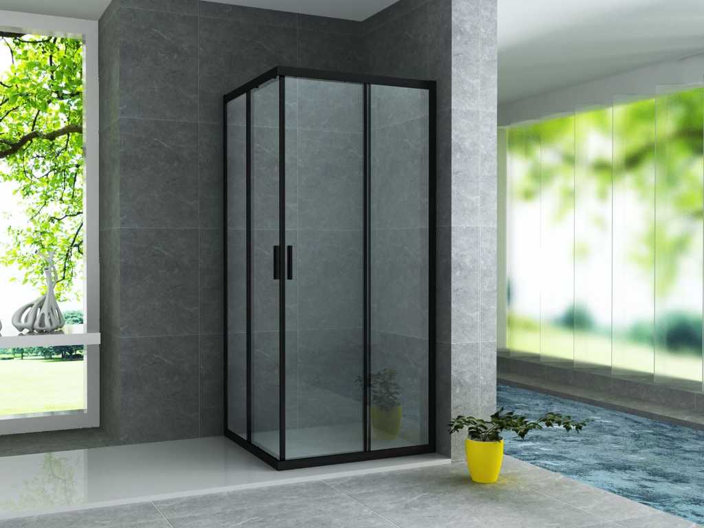 SHOWER CORNER ENTRY MATT BLACK 90X90 - Shower cubicle