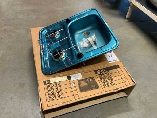 SMEV 927 Piano de travail en acier inoxydable avec brûleur à 2 brûleurs