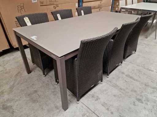 Garden Prestige - Alu Tuintafel Juma Taupe Grijs 220 x 100cm + Taupe Glas