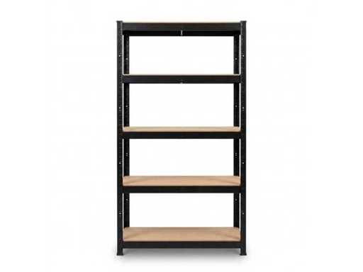 Shelving Unit Metal Black – 5-Tier Storage Rack 150x75x30 cm – Warehouse Quality for Garage and Workshop