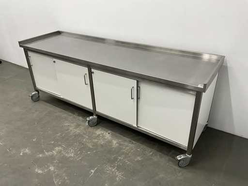 Mobile stainless steel work table