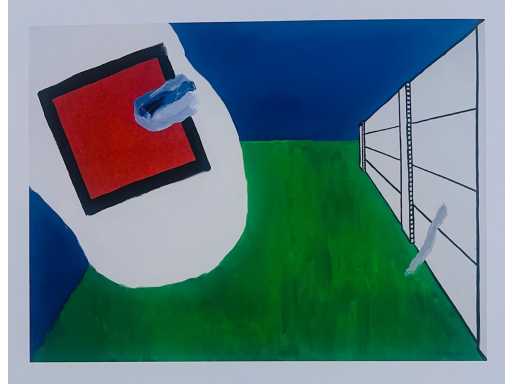 Roger Raveel - muur en grasveld - offset