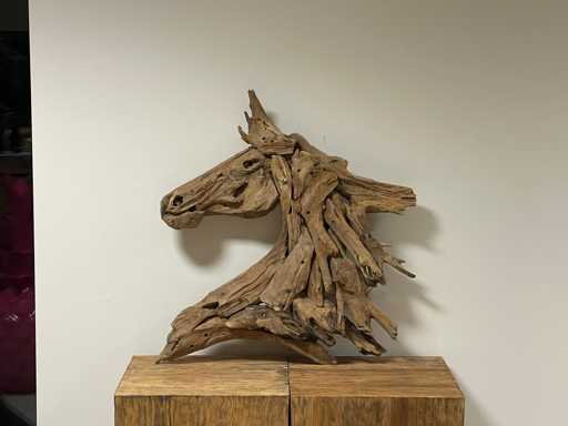 Wall Decoratie in Teak Paardenkop H70cm