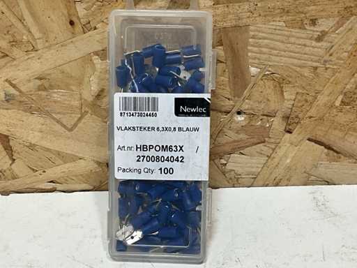 Newlec Flat plug 6.3x0.8 albastru 100x (15x)