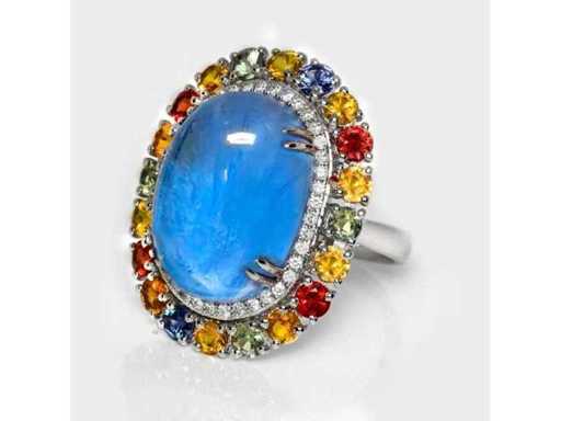 Magnificent Design Ring Natural Berly Intense Blue 19,29 Karat