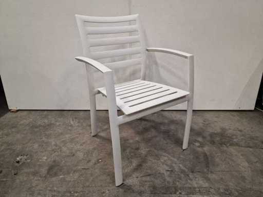2 x Garden Prestige - Alu Stapelstoel Aspen met Armleuning Wit - Full Alu