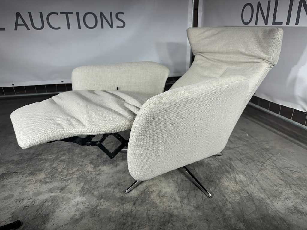 Hjort Knudsen - Recliner wing chair, ecru fabric, size M, manually adjustable