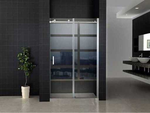 Porte coulissante de douche dans une niche 8mm 140x200cm 8mm Chrome