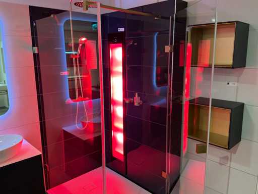 Douche solaire combi UV et infrarouge noir 187x32x17cm