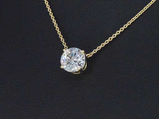 Colier din aur galben cu un diamant de 1,00 carate