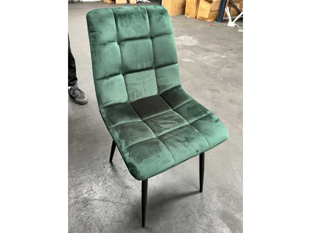 6 x Design dining chair green velvet showroom model