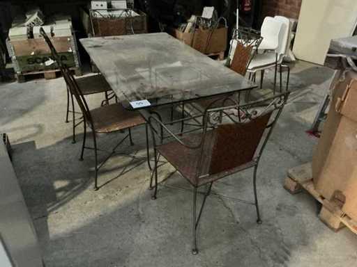 Masă de sticlă cu 6 scaune