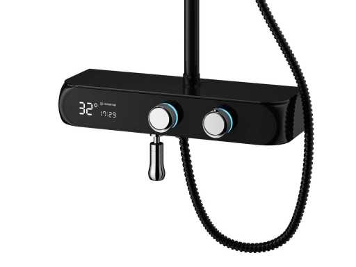 Set de douche thermostatique à effet pluie en surface Mawialux - Affichage numérique 