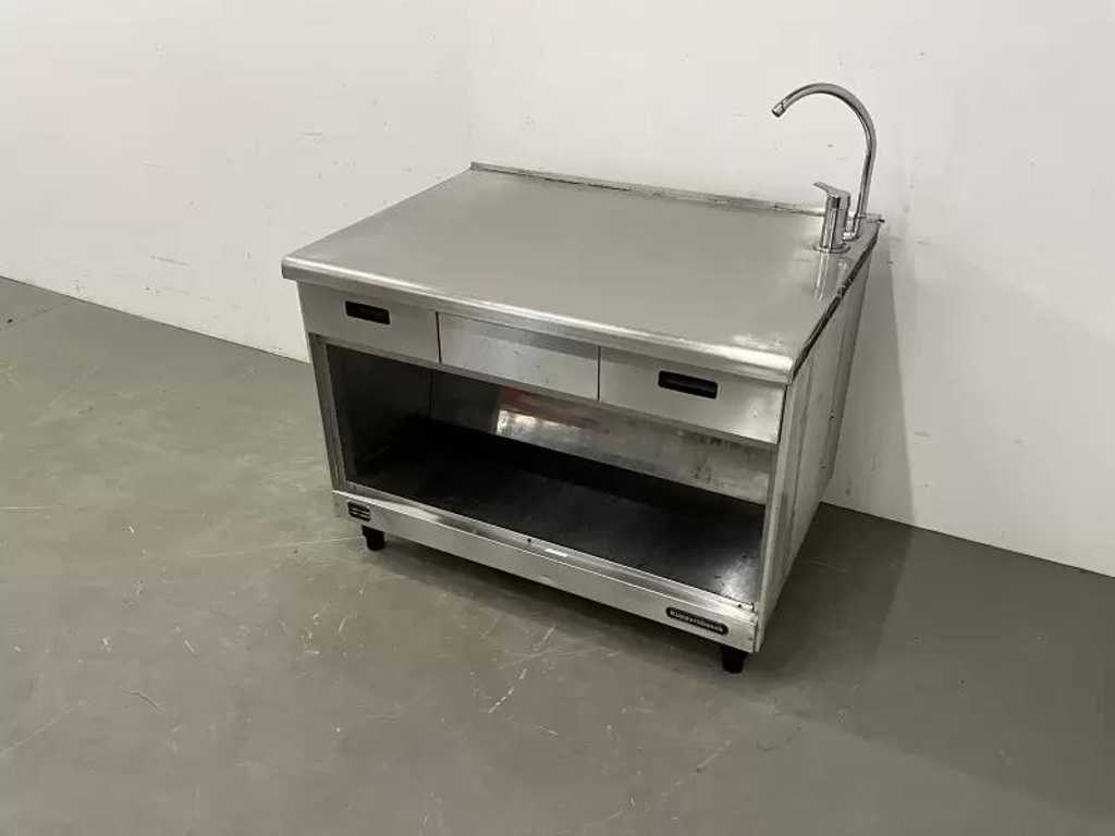 Küppersbusch - Table de travail en acier inoxydable avec mitigeur