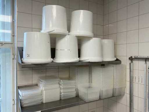 Batch of plastic buckets and bins