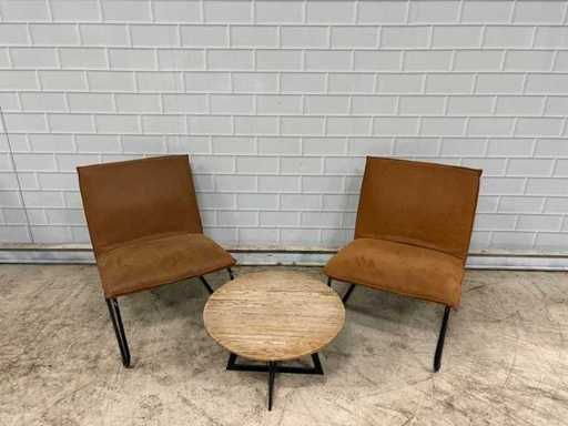 LifeStyle home Collection - Leaterlook Fauteuil met bijzettafel (2x)
