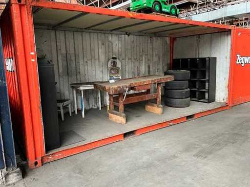 Zeecontainer 20ft v.v. open zijwand en heftrucksledes