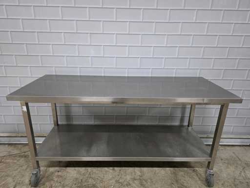 Tavolo da lavoro mobile in acciaio inox con mensola