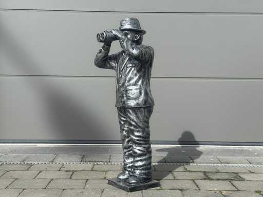 Man met Verrekijker H90cm Silver