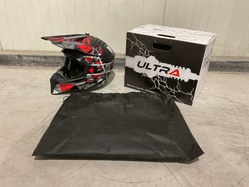 Casco da moto da cross Ultra Motocross XS V1 rosso/nero