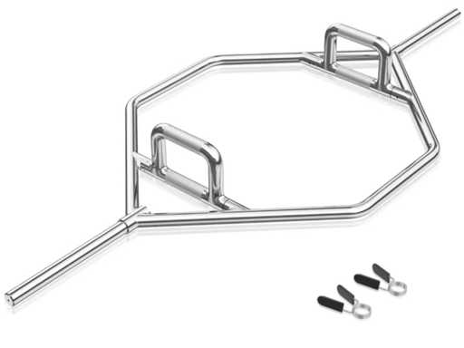 Barre hexagonale ouverte renforcée pour soulevés de terre - Argent