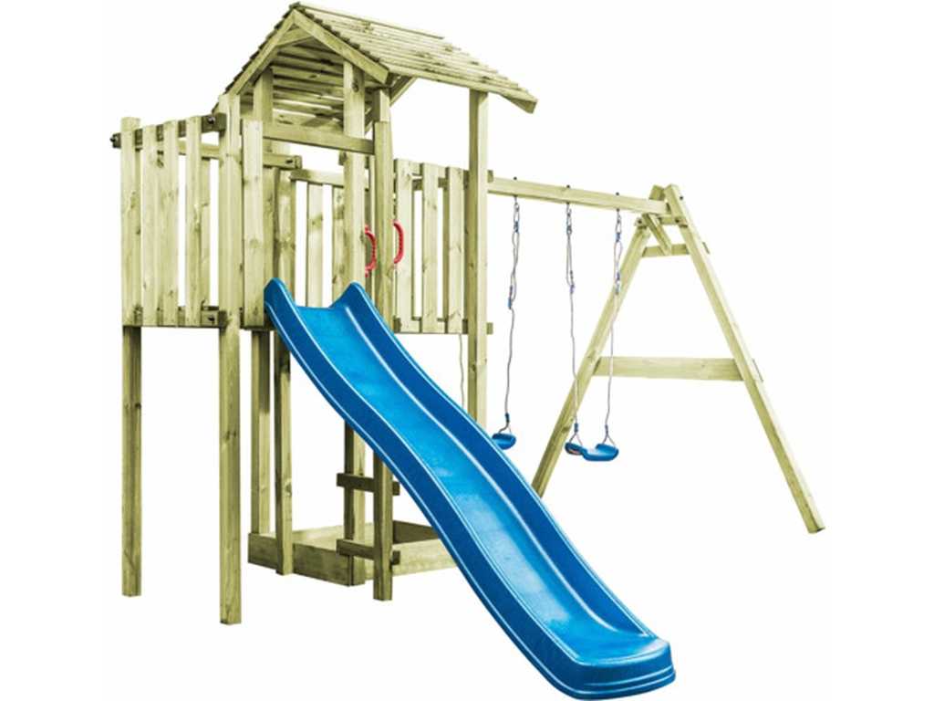 Playhouse with slide and swing 407x236x263 cm
