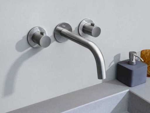 Inbouw Wastafelkraan met inbouwdeel brushed nickel