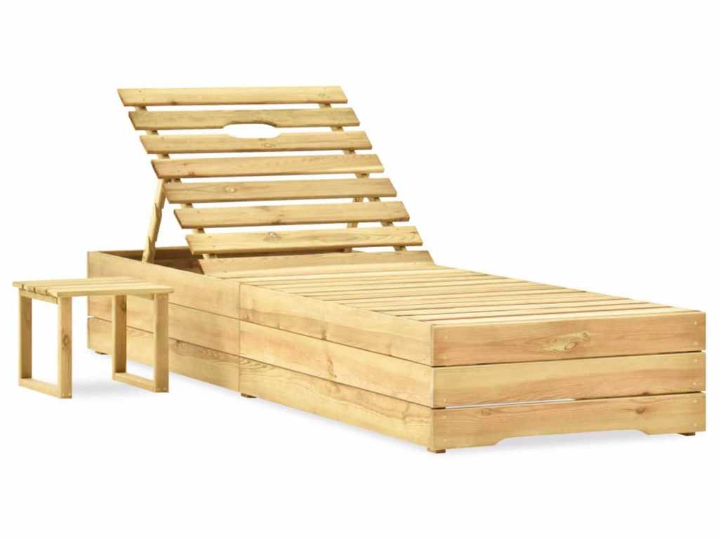 houten ligbed met tafel 198x70 cm (2x)