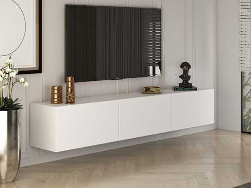 Meuble TV blanc, 150 cm x 30 cm x 32 cm