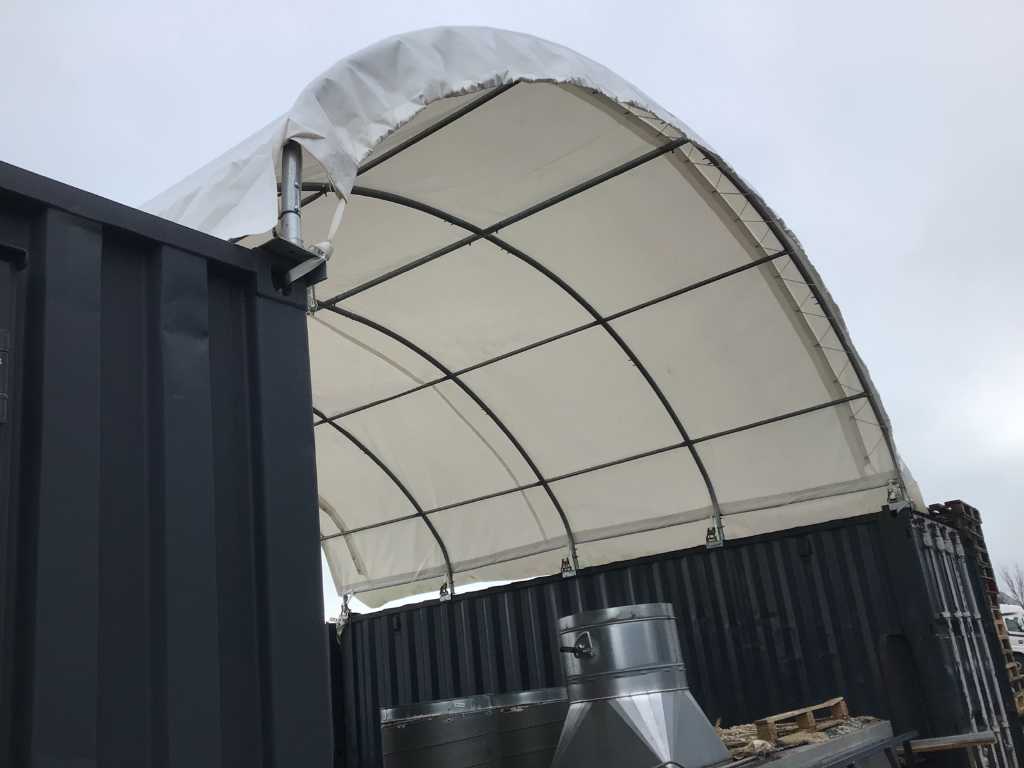 2024 - Easygoing - (6x6x2 metri) - Tettoia / tenda shelter tra 2 container C2020H