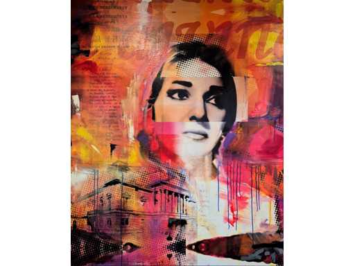 Mixed medie/acryl op doek Mischa ‘Maria Callas’