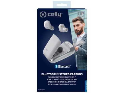 Celly Bluetooth Earbuds, stereo, FLip1WH White