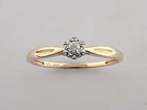 9 KT geelgouden ring met natuurlijke diamant