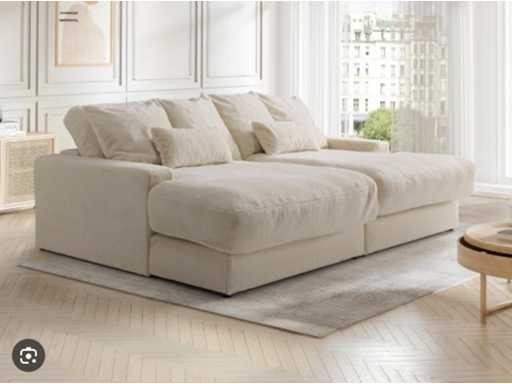 Beige nepbont diepzitter 3-zits comfortbank van Pascal Morabito