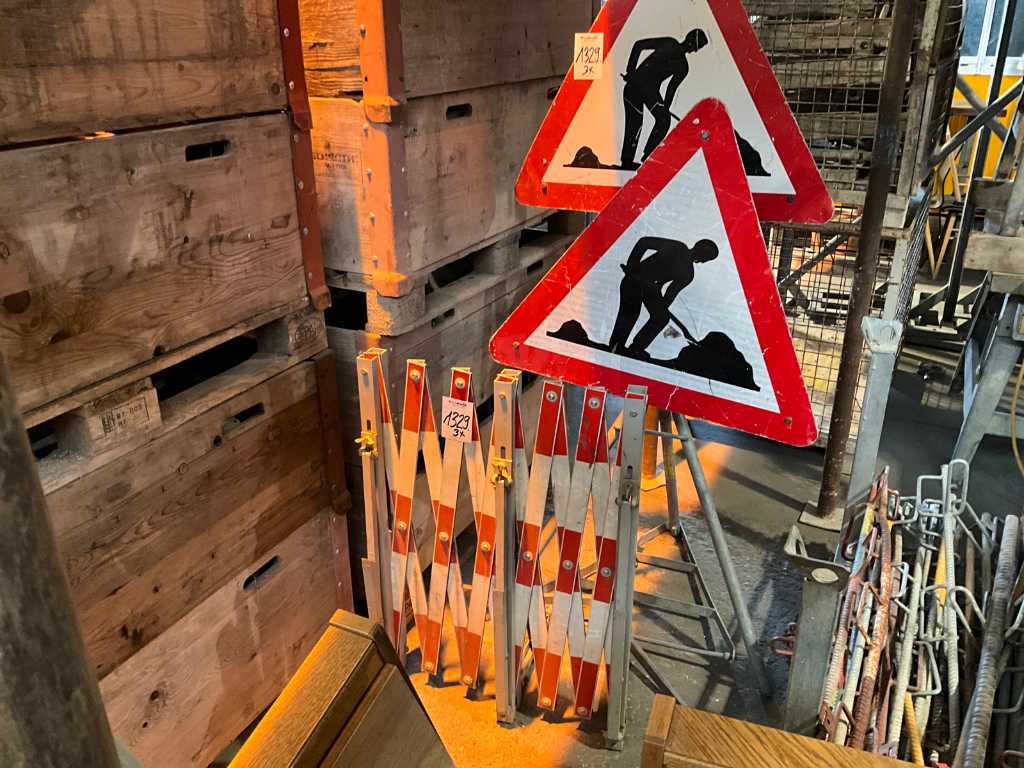 Telescopic barrier and construction site signs