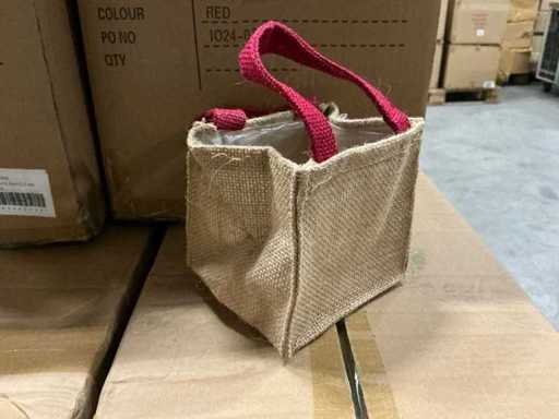 Partytasche Foxy Jute 12,5x12,5xH12,5 cm rot (1800x)