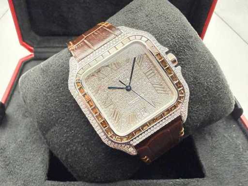 Cartier Santos "Large" | ICEED Out Naturel Diamonds | Braun
