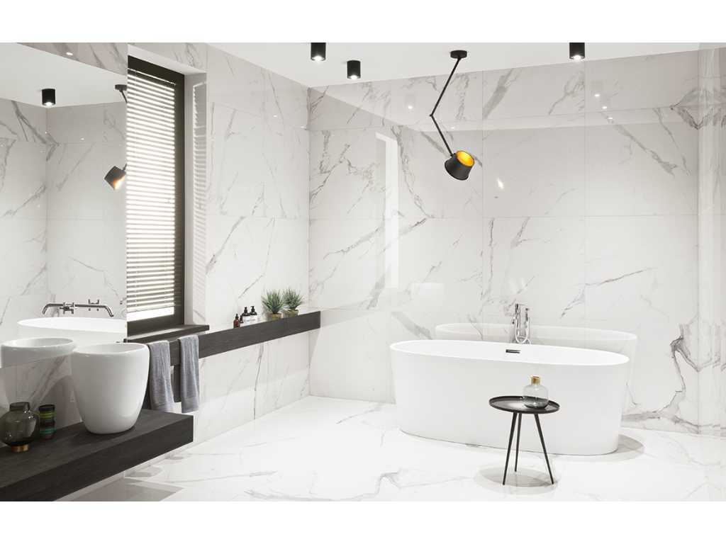 145,92m² - 80x80cm - Marble Carrara Glossy rectified