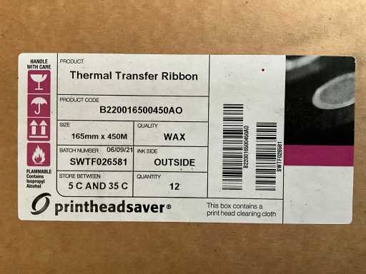 PRINTHEADSAVER WAX 450M Ruban thermique (84x)