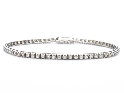 Witgouden tennisarmband met natuurlijke briljant geslepen diamanten