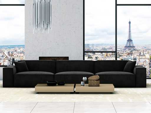 Canapé 4 places - tissu anthracite