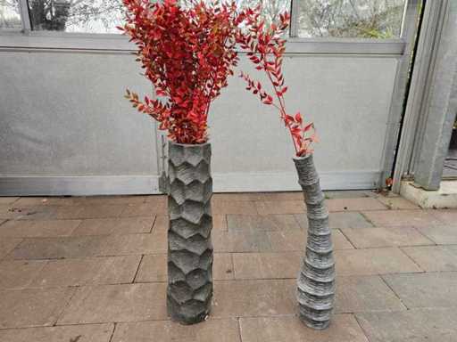 Set exclusiv de 2 vaze din fibră de sticlă cu flori artificiale de toamnă