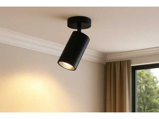 8 x GU10 Opbouwspot Armatuur – Draaibaar – IP20 – Zwart