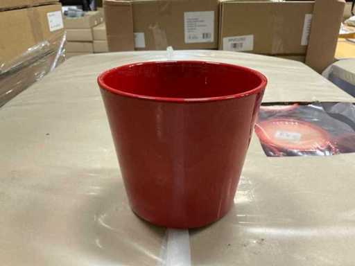 Roter Blütentopf H13xD14cm (288x)