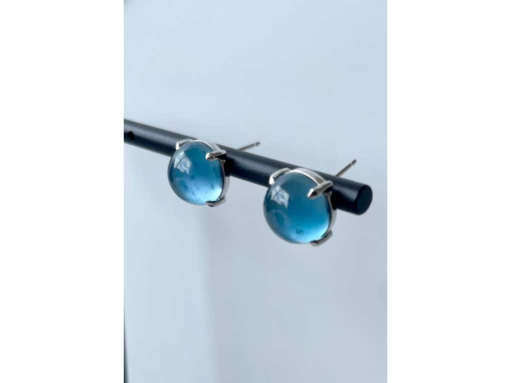 Earrings with mother-of-pearl and London Blue topaz (U03448)
