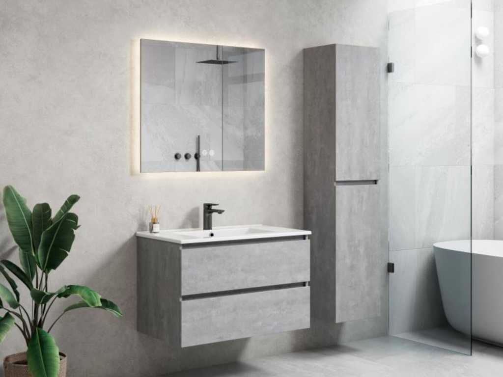 1 x 80cm ensemble de meubles de salle de bain - Couleur : Gris béton