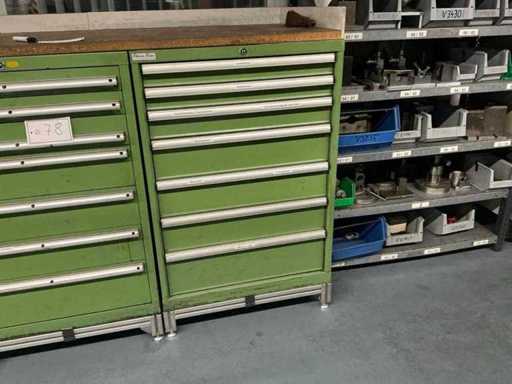 Roller mandrels and machine accessories in the tool cabinet