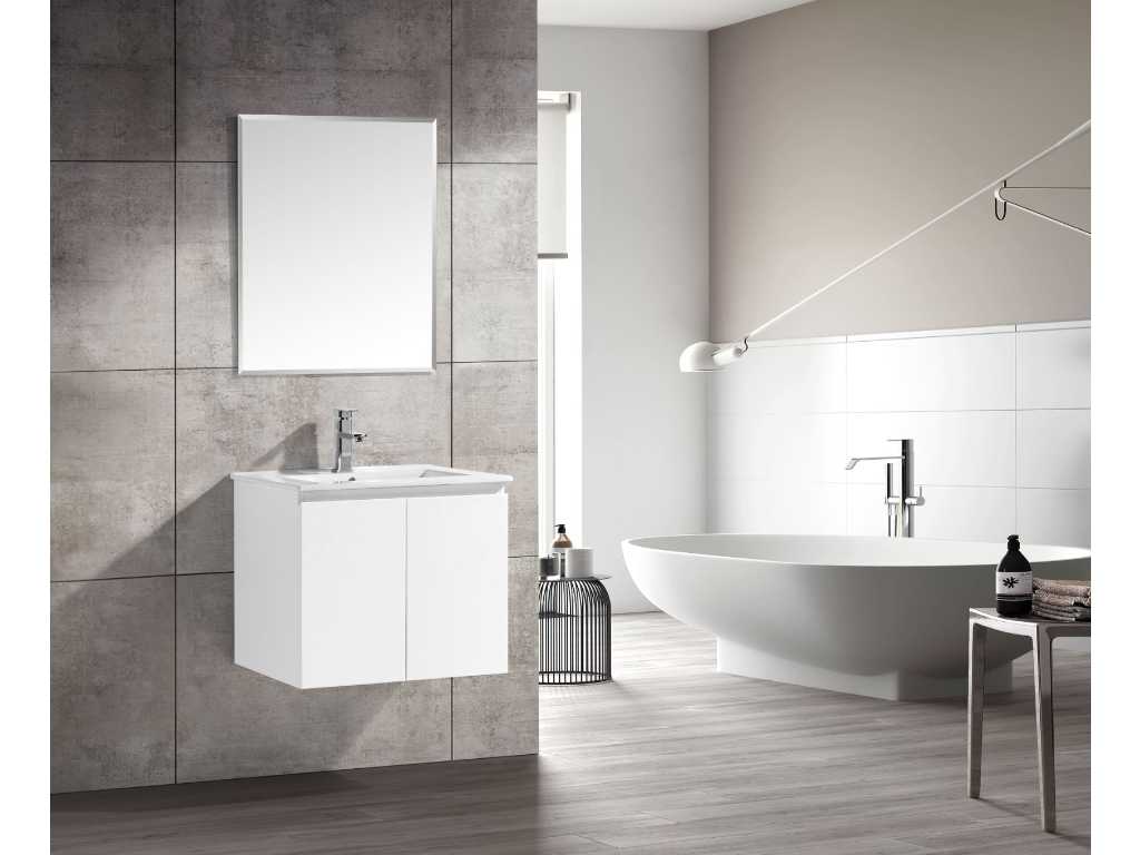 Ensemble de meubles de salle de bain 2 x 60cm MDF - Couleur : Blanc mat