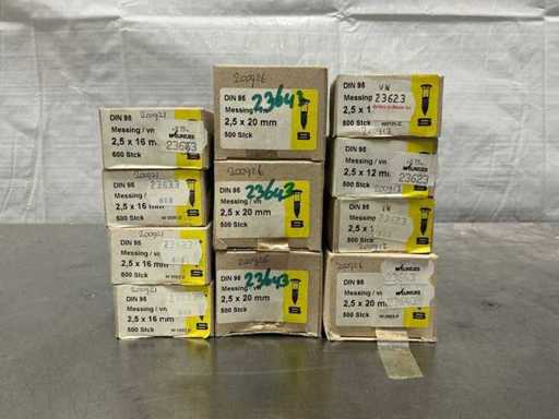Różne mosiężne śruby 2,5 mm (2200x)
