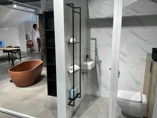 Sanibell - PRO LINE - Portaasciugamani nero opaco 12 x 33 x 170 cm